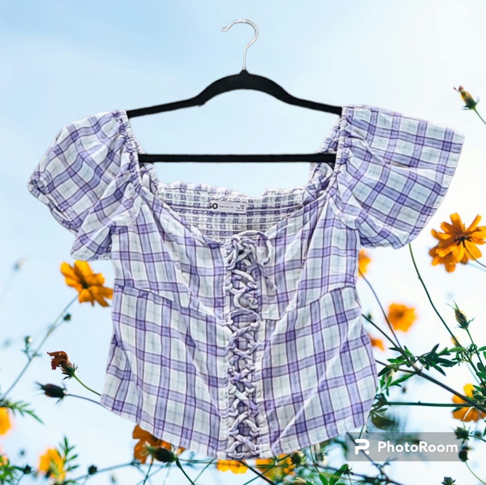 SO BRAND WOMENS LAVENDER & WHITE JUNIOR SUMMER TOP SIZE  EXTRA SMALL